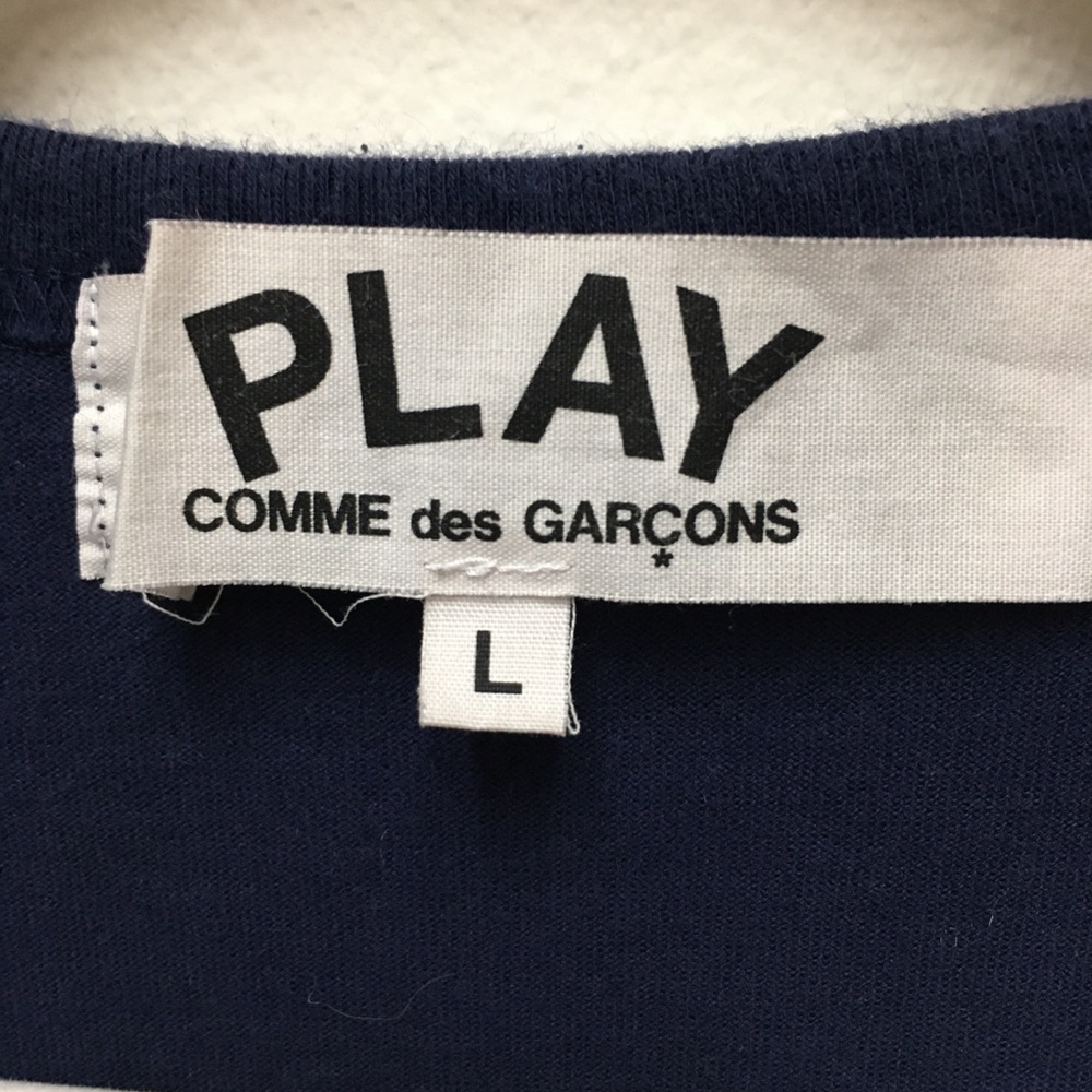 Comme Des Garcons Play Three Heart Logo T-shirt Large Blue 100% Cotton - Picture 3 of 9